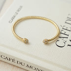 Adjustable Gold Twisted Cuff Bangle Bracelet