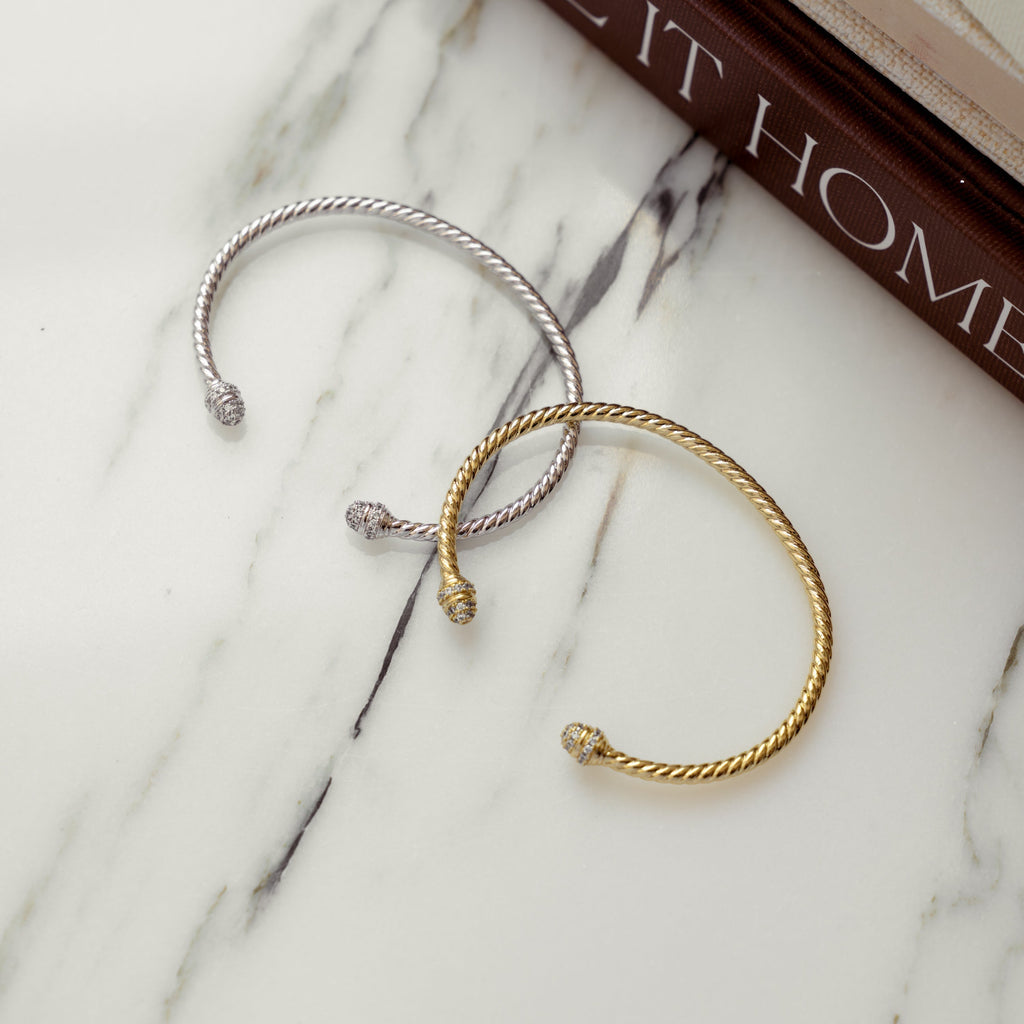 Adjustable Gold Twisted Cuff Bangle Bracelet