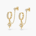Celestial Chain Huggie and Stud Earrings Set