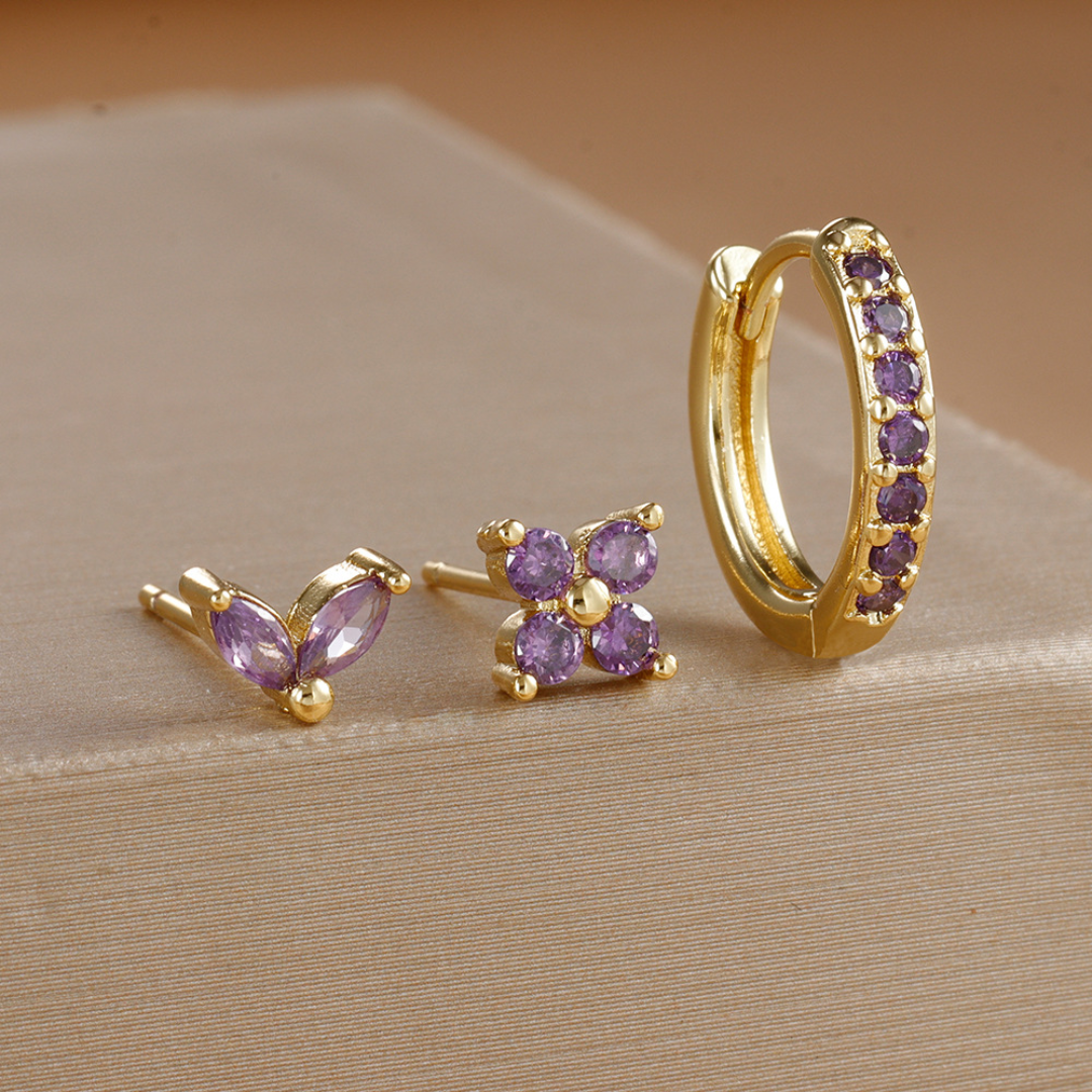 Dainty Tulip Hoop Earrings Set
