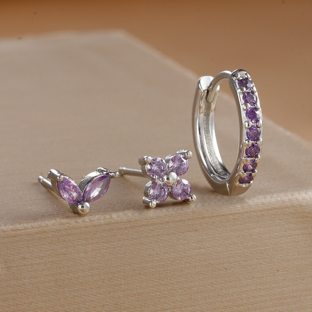 Dainty Tulip Hoop Earrings Set