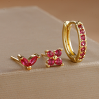 Dainty Tulip Hoop Earrings Set
