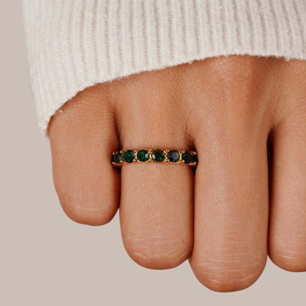 18K Crystal Emerald Beauty Ring – Gift, Everyday Wear