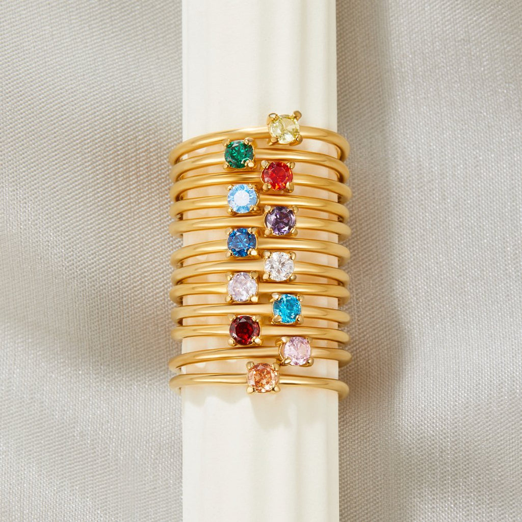 18K Gold Birthstone Rings – Gift, Everyday Wear