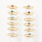 18K Gold Birthstone Rings – Gift, Everyday Wear