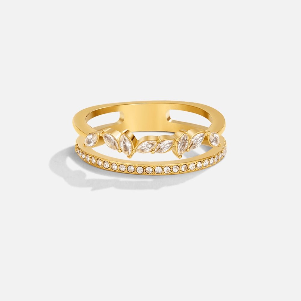 18K Gold Crystal Ring – Gift, Everyday Wear