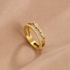 18K Gold Crystal Ring – Gift, Everyday Wear