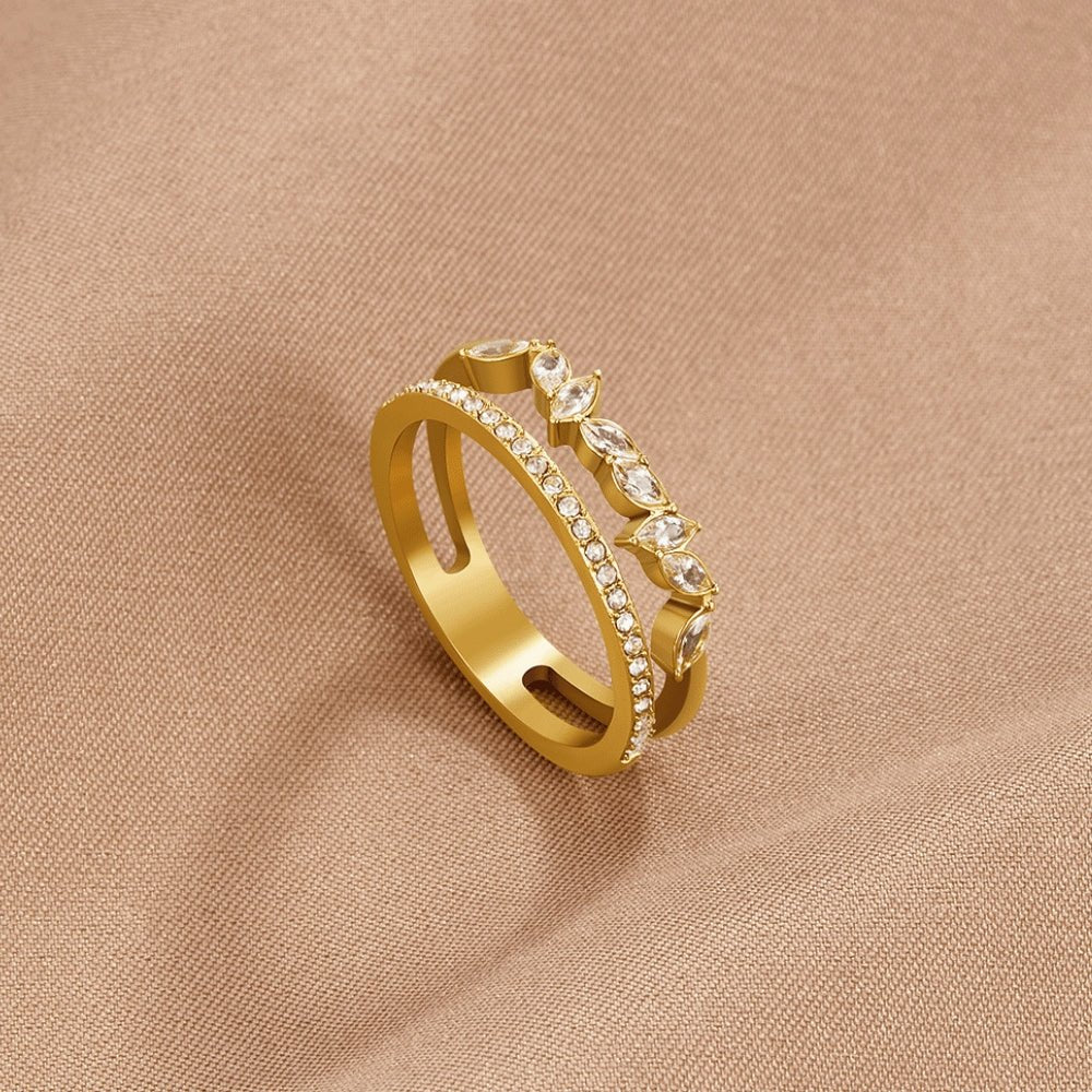 18K Gold Crystal Ring – Gift, Everyday Wear