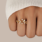 18K Gold Crystal Vine Ring – Elegant Accessory, Perfect Gift