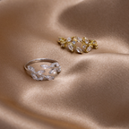 18K Gold Crystal Vine Ring – Elegant Accessory, Perfect Gift