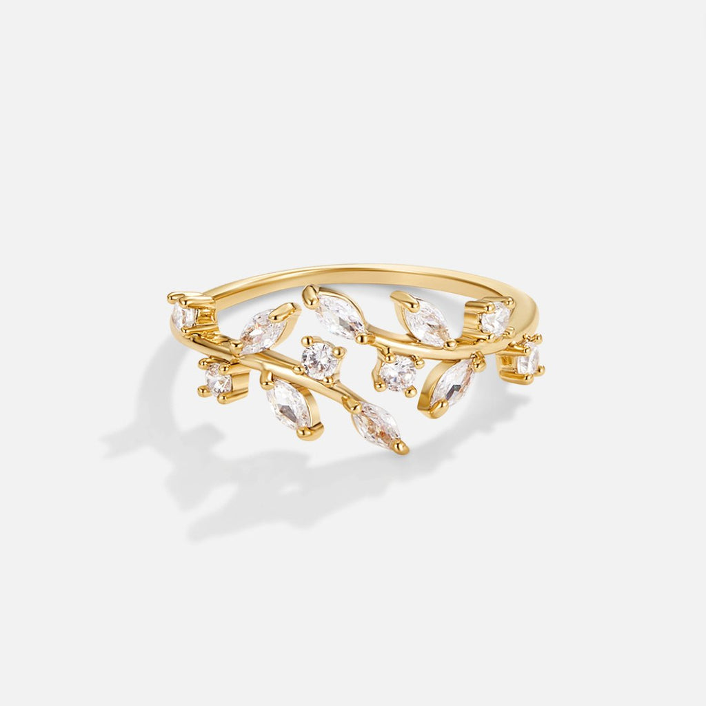 18K Gold Crystal Vine Ring – Elegant Accessory, Perfect Gift
