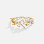 18K Gold Crystal Vine Ring – Elegant Accessory, Perfect Gift