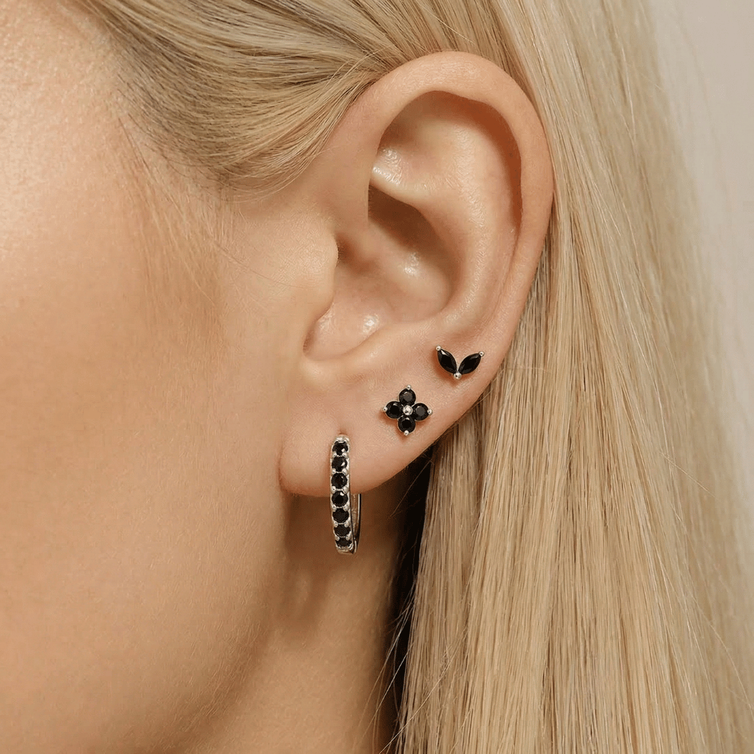 Dainty Tulip Hoop Earrings Set