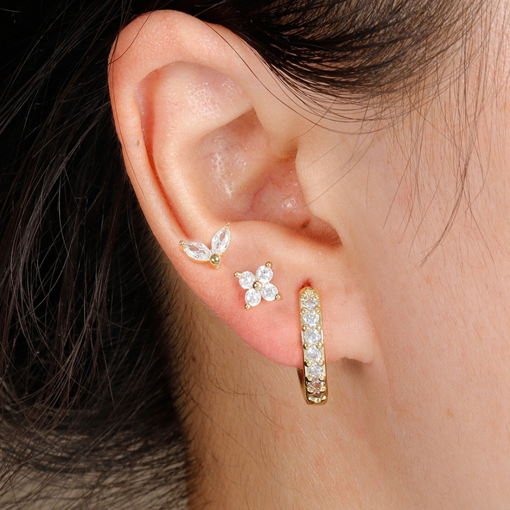 Dainty Tulip Hoop Earrings Set