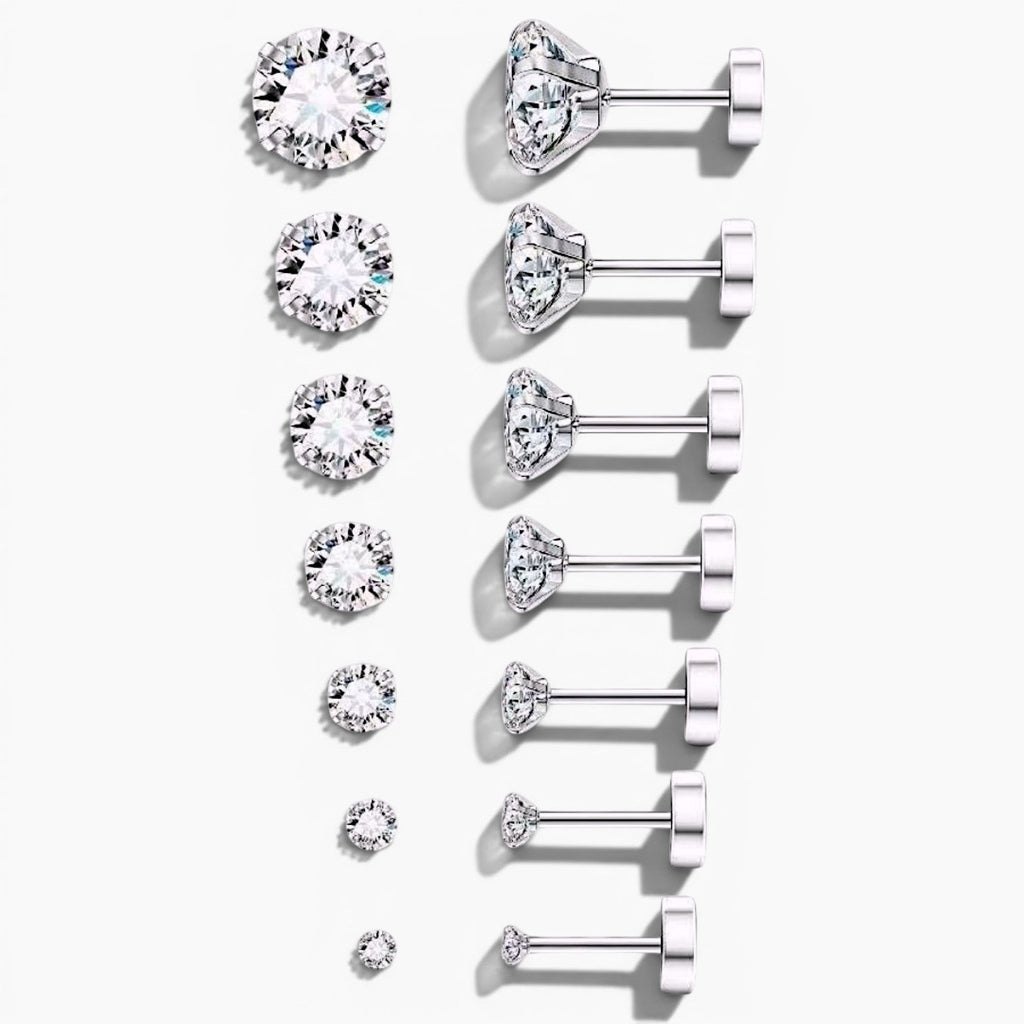 Sparkle Flat Back Stud Earrings Set