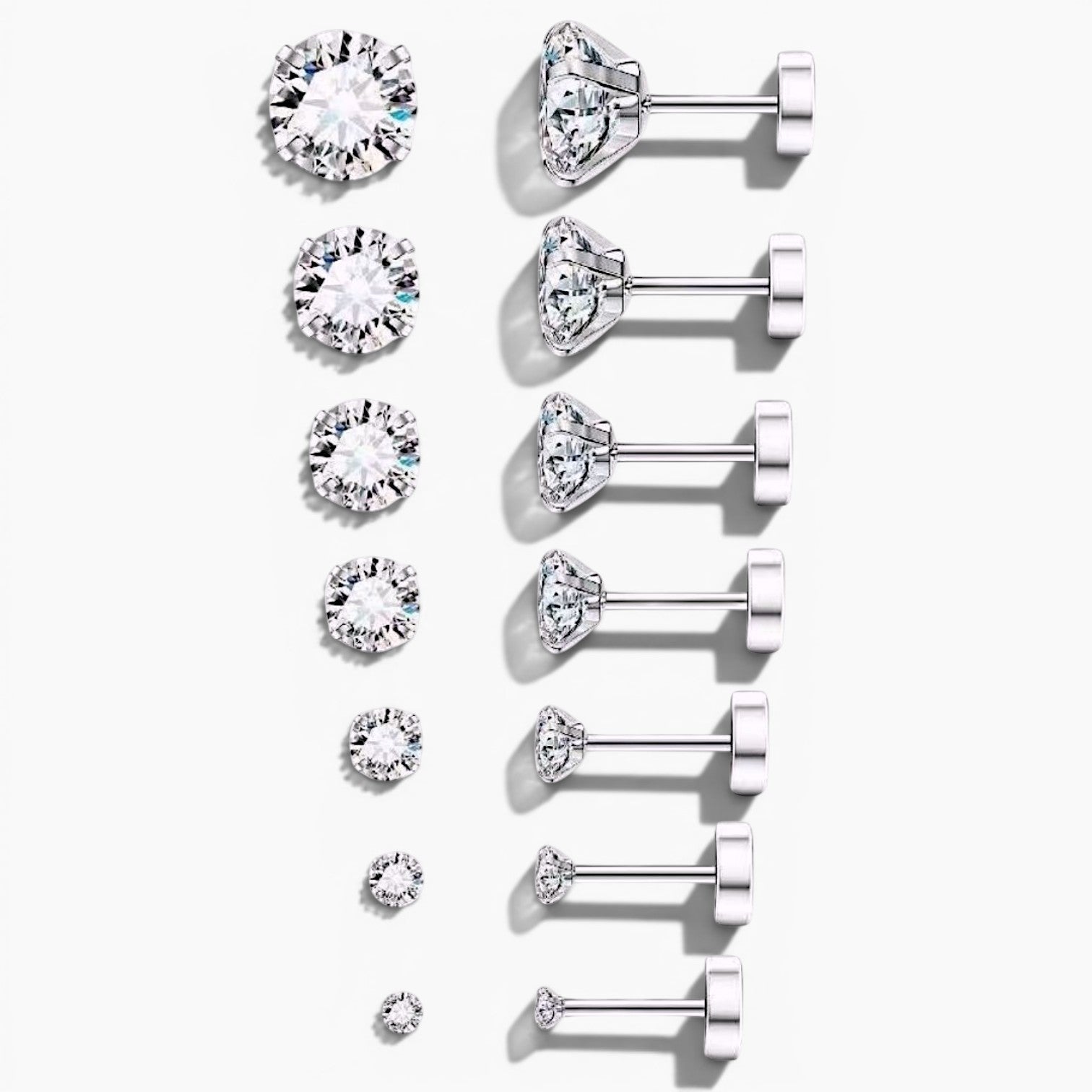 Sparkle Flat Back Stud Earrings Set
