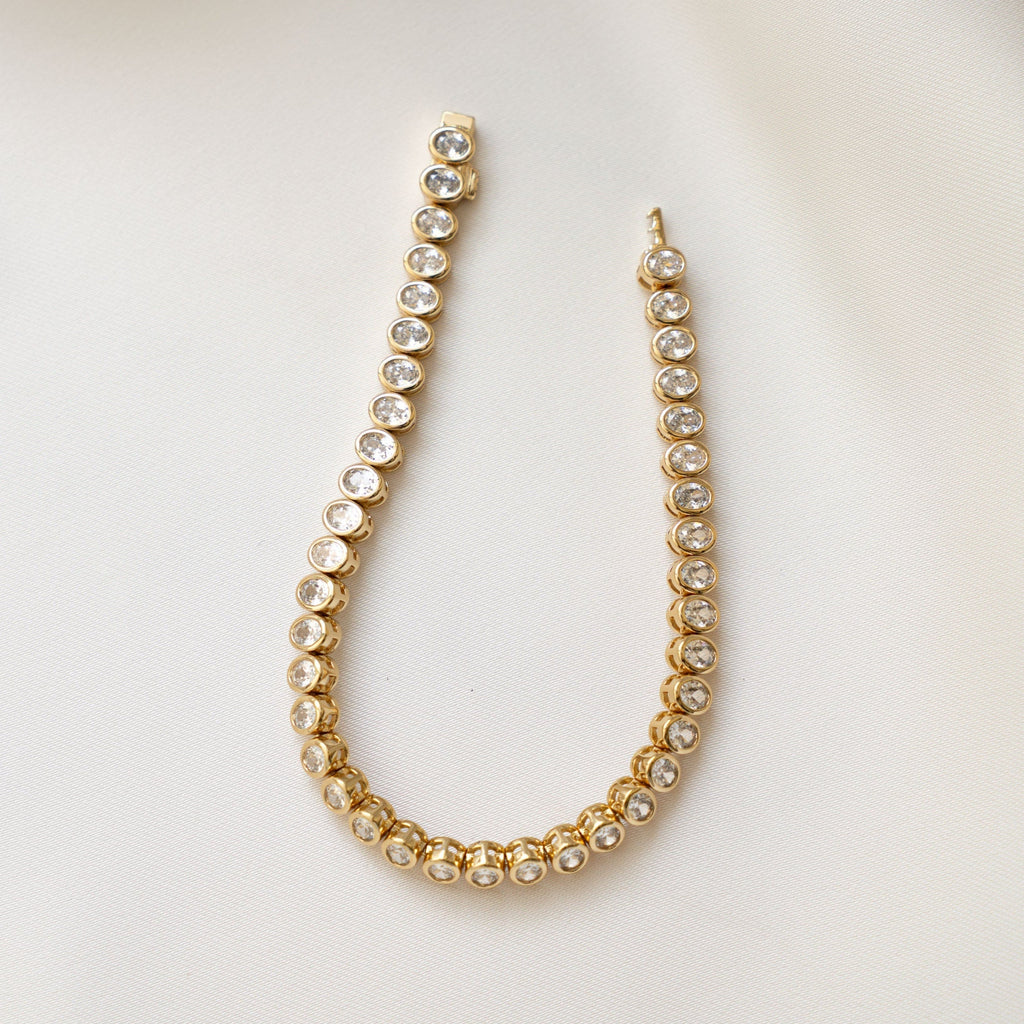 Oval Bezel CZ Tennis Bracelet