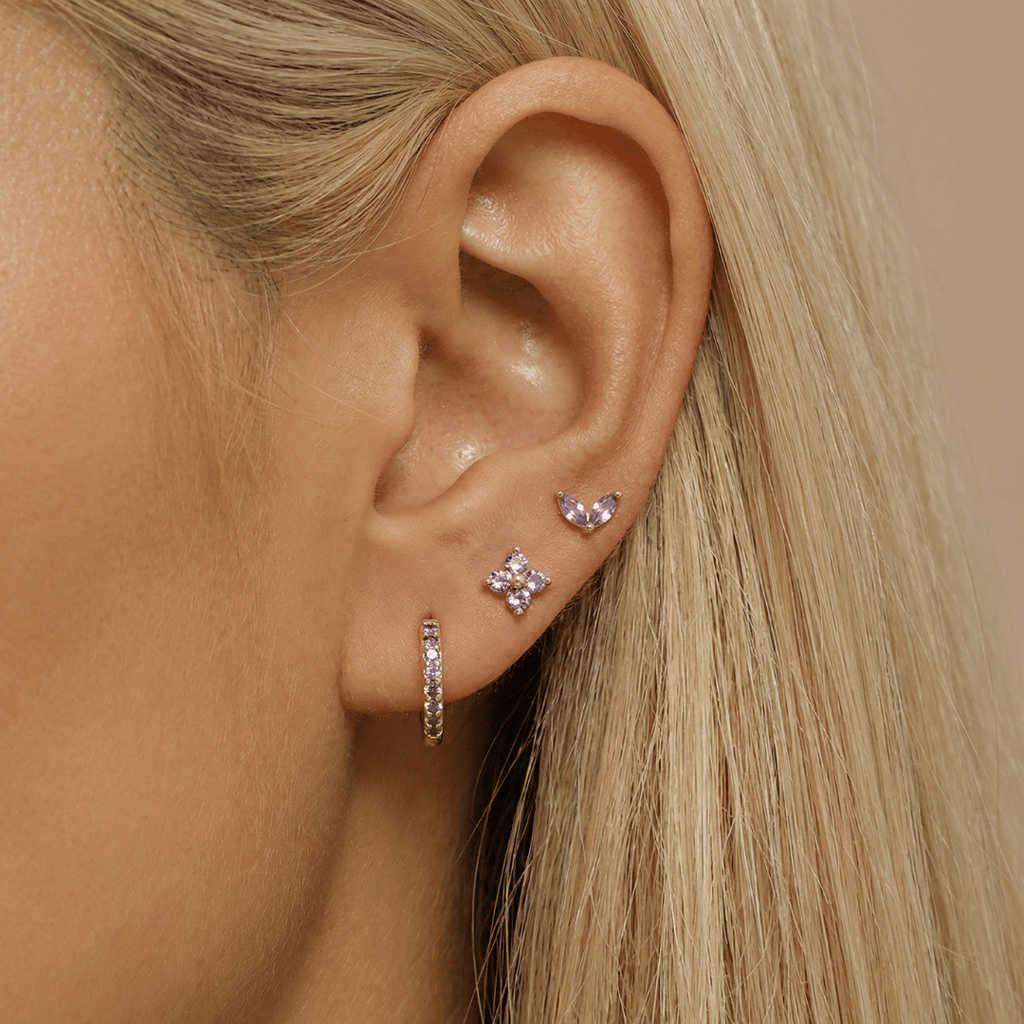 Dainty Tulip Hoop Earrings Set