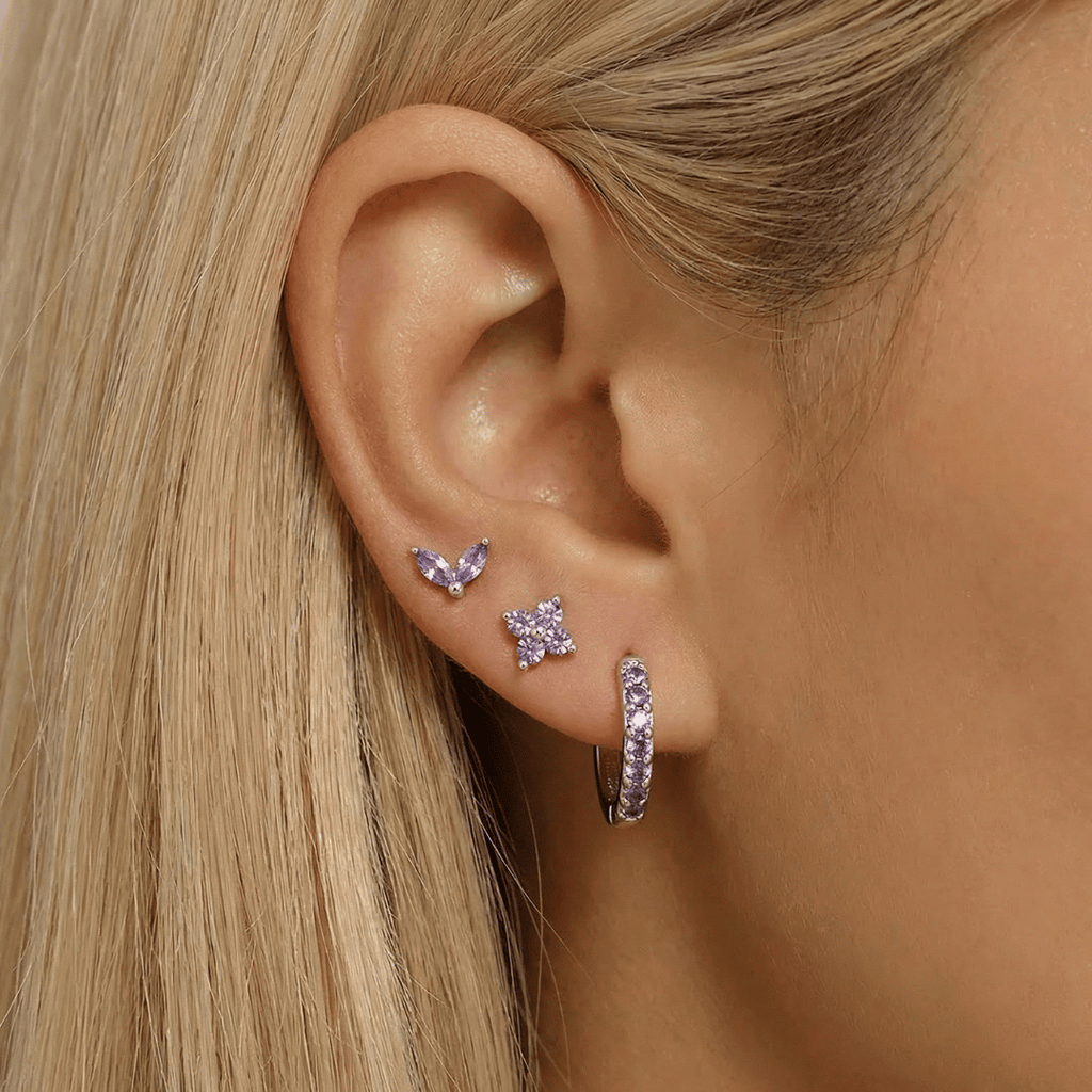 Dainty Tulip Hoop Earrings Set