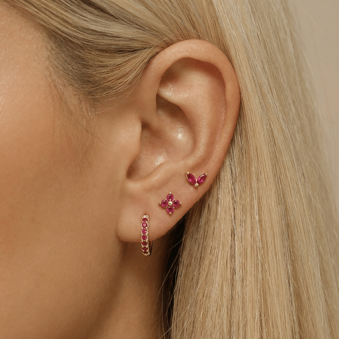Dainty Tulip Hoop Earrings Set