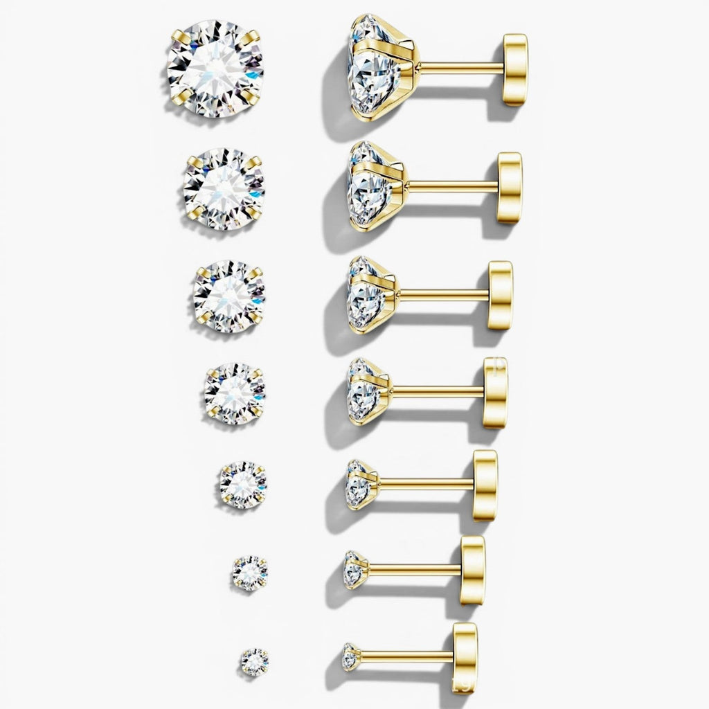 Sparkle Flat Back Stud Earrings Set