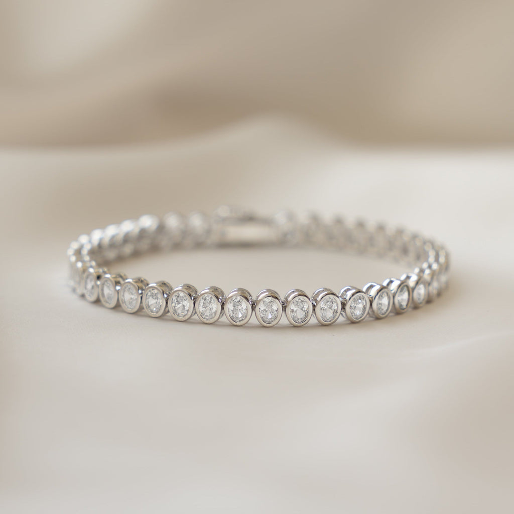 Oval Bezel CZ Tennis Bracelet