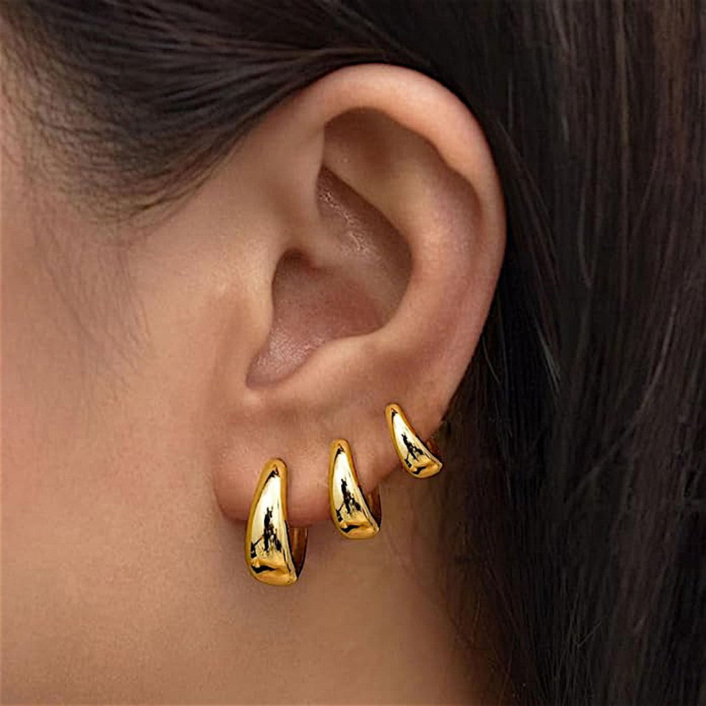 Nova Chunky Hoop Earrings Trio Set