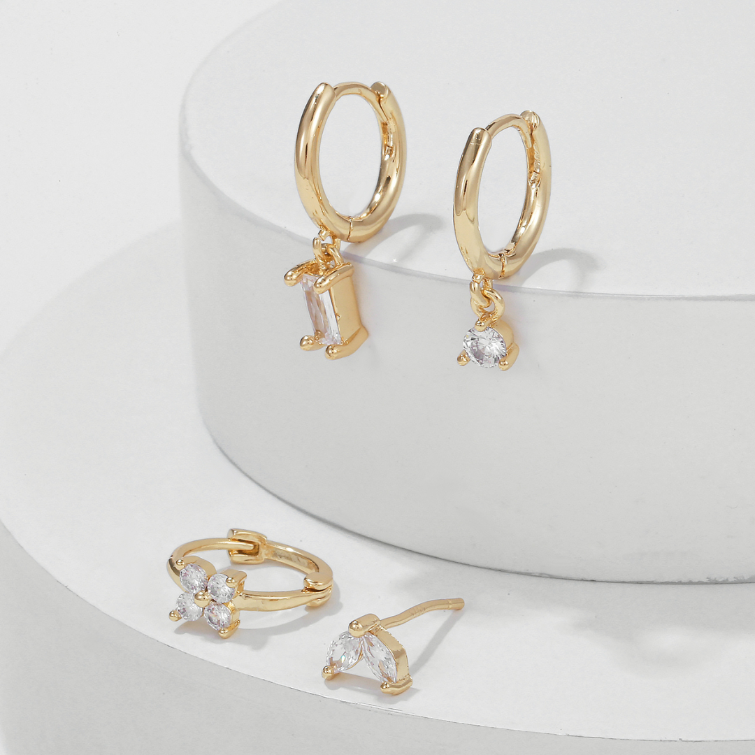 Dainty Flower Lantern Earrings Quartet Set