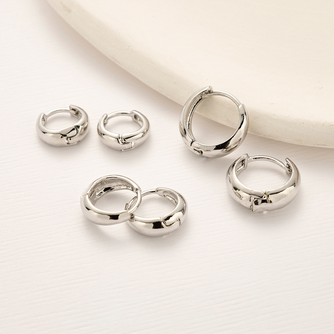 Nova Chunky Hoop Earrings Trio Set