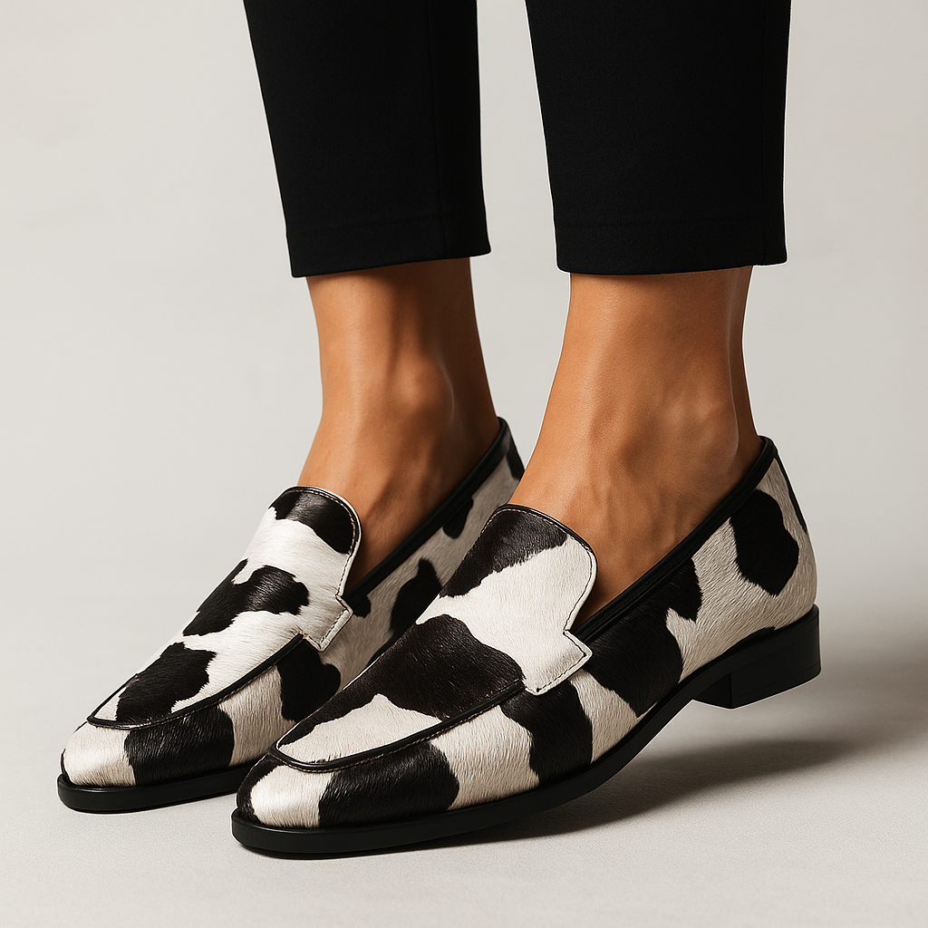 Black Leather Loafers for Women - Modern Slip-On Shoes for Casual and Formal Occasions
