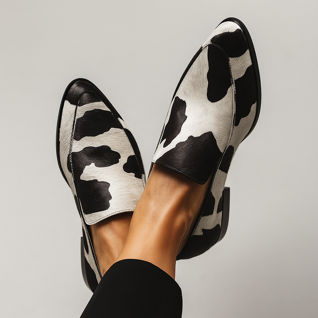 Black Leather Loafers for Women - Modern Slip-On Shoes for Casual and Formal Occasions