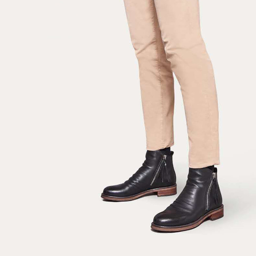 Brown Leather Zip Boots for Men | Casual Everyday Footwear | Comfortable and Stylish Design