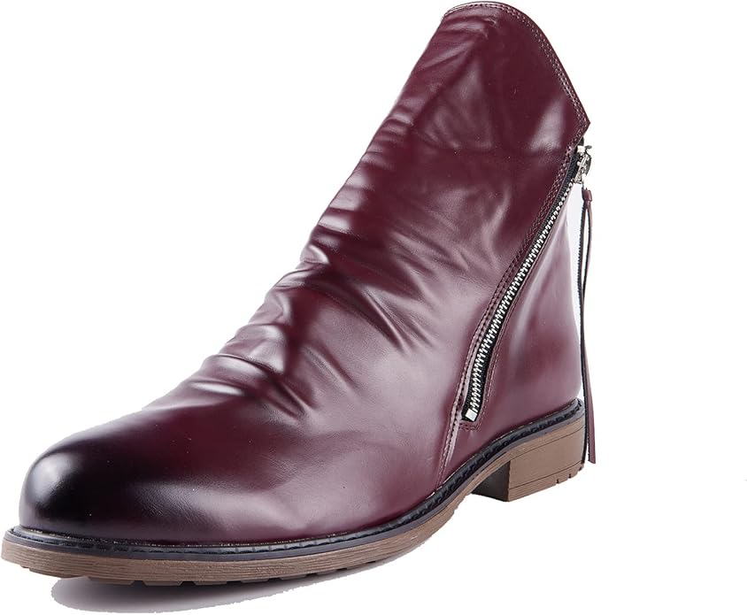 Brown Leather Zip Boots for Men | Casual Everyday Footwear | Comfortable and Stylish Design