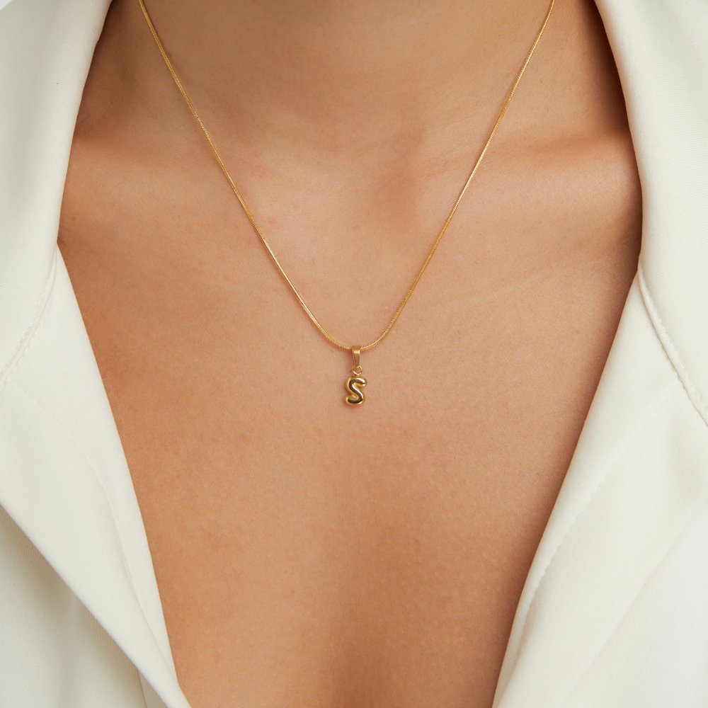 Bubble Letter Necklace – Personalized Gift, Everyday Wear