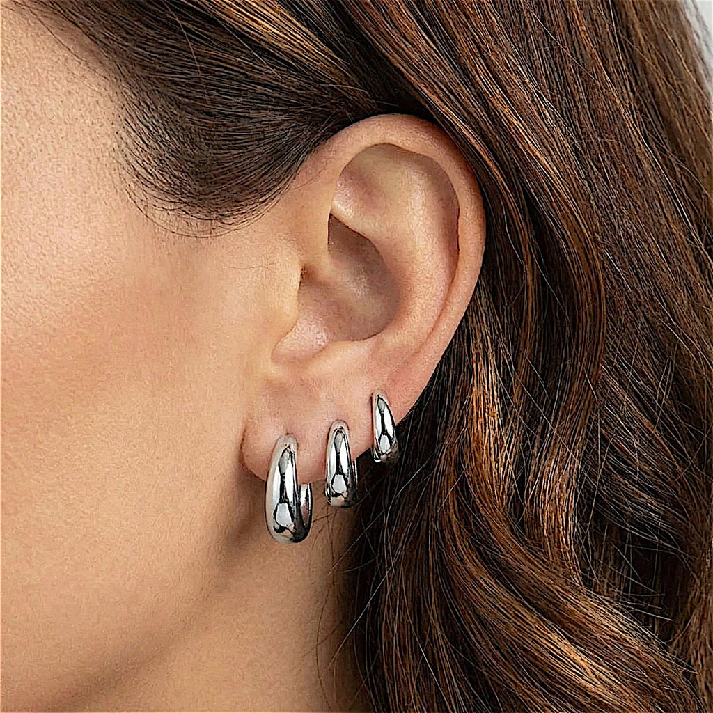 Nova Chunky Hoop Earrings Trio Set