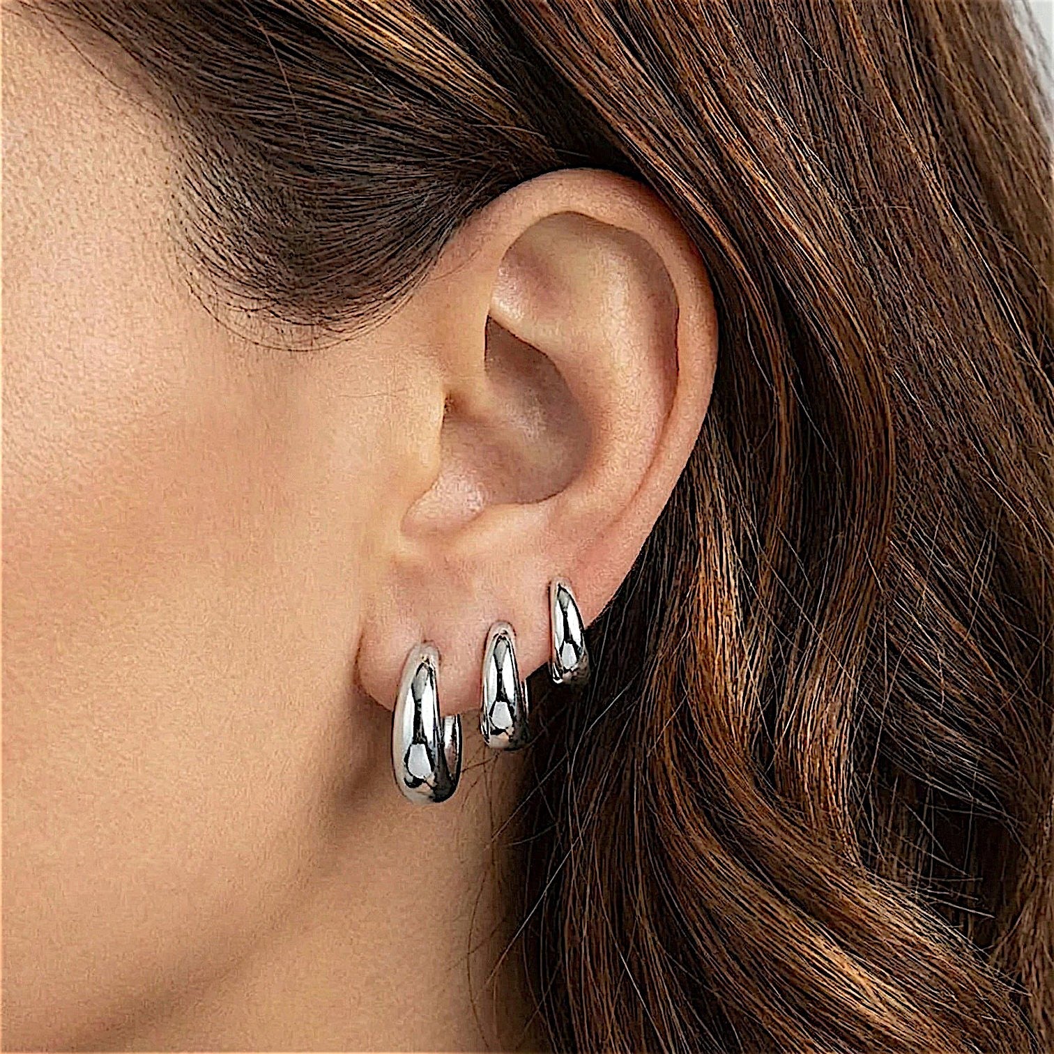 Nova Chunky Hoop Earrings Trio Set