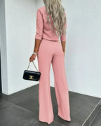 Cropped Top and Wide-Leg Pants Set for Women | Comfortable Casual Outfit | Soft Fabric for Everyday Wear