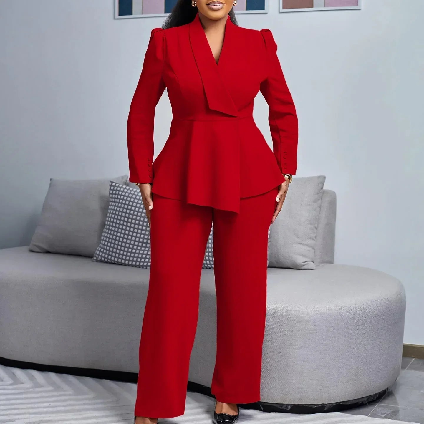 Tailored Long Blazer Suit Set for Women | Elegant Office Attire | Formal Wear | Chic Design