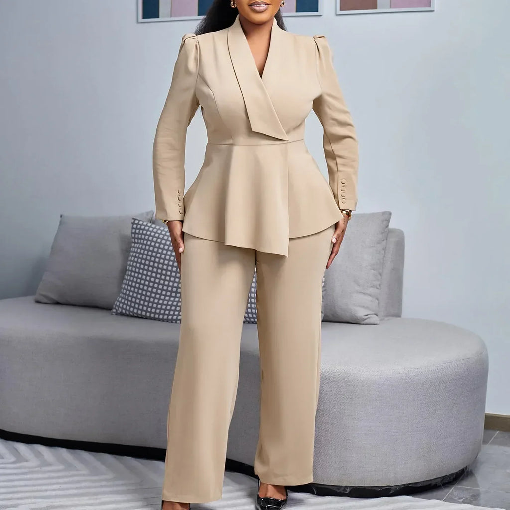 Tailored Long Blazer Suit Set for Women | Elegant Office Attire | Formal Wear | Chic Design