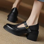 T-Strap Leather Shoes for Women | Elegant Casual and Formal Footwear | Classic Design