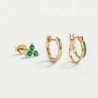 Petite Clover Double Hoop Earrings Stack Set