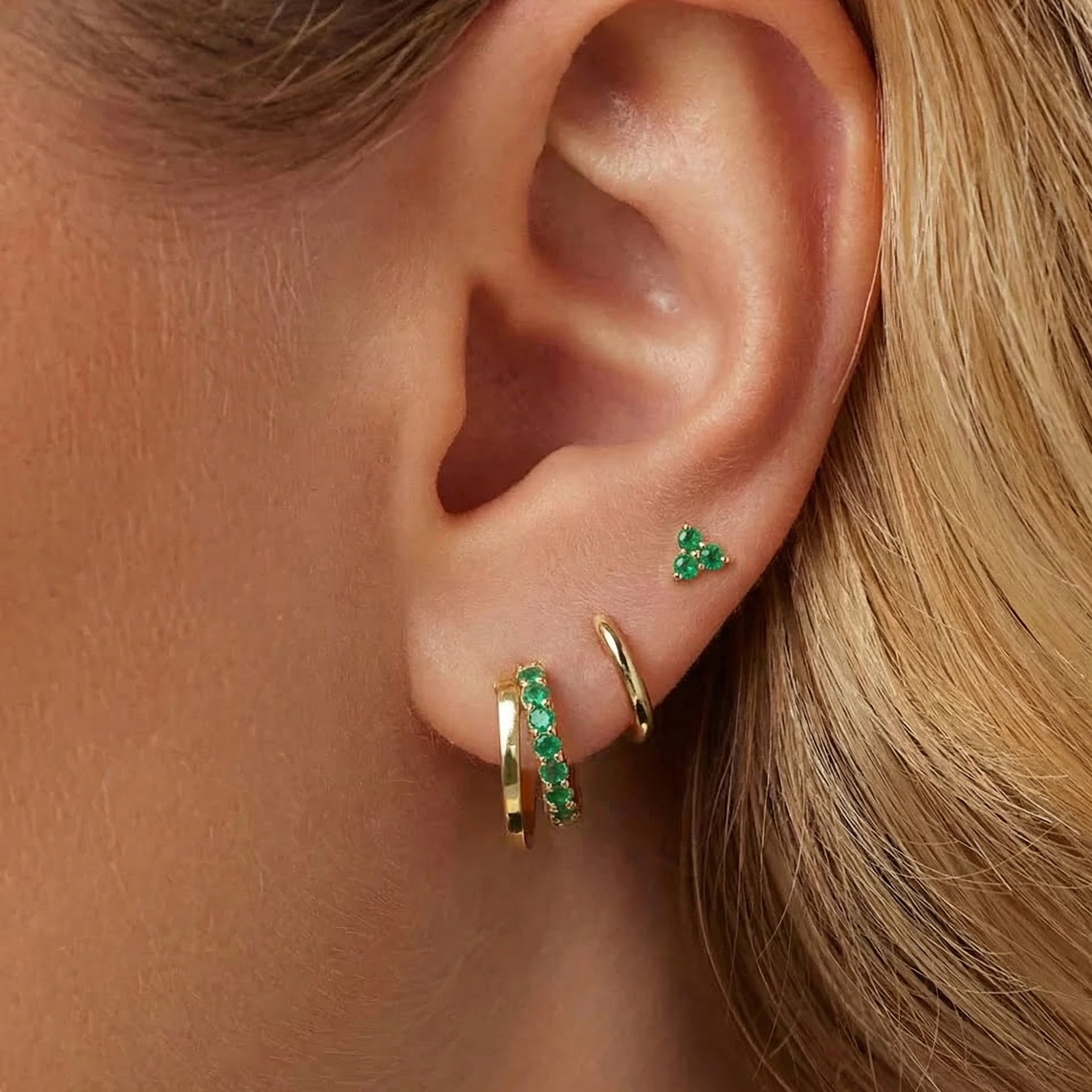 Petite Clover Double Hoop Earrings Stack Set