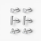 Minimal Flat Back Stud Earrings Trio Set