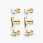 Minimal Flat Back Stud Earrings Trio Set