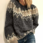 Winter Knit Sweater for Women - Cozy Patterned Design, Soft Fabric, Casual Style for Cold Weather Wear