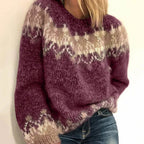 Winter Knit Sweater for Women - Cozy Patterned Design, Soft Fabric, Casual Style for Cold Weather Wear