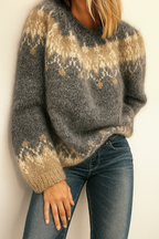Winter Knit Sweater for Women - Cozy Patterned Design, Soft Fabric, Casual Style for Cold Weather Wear