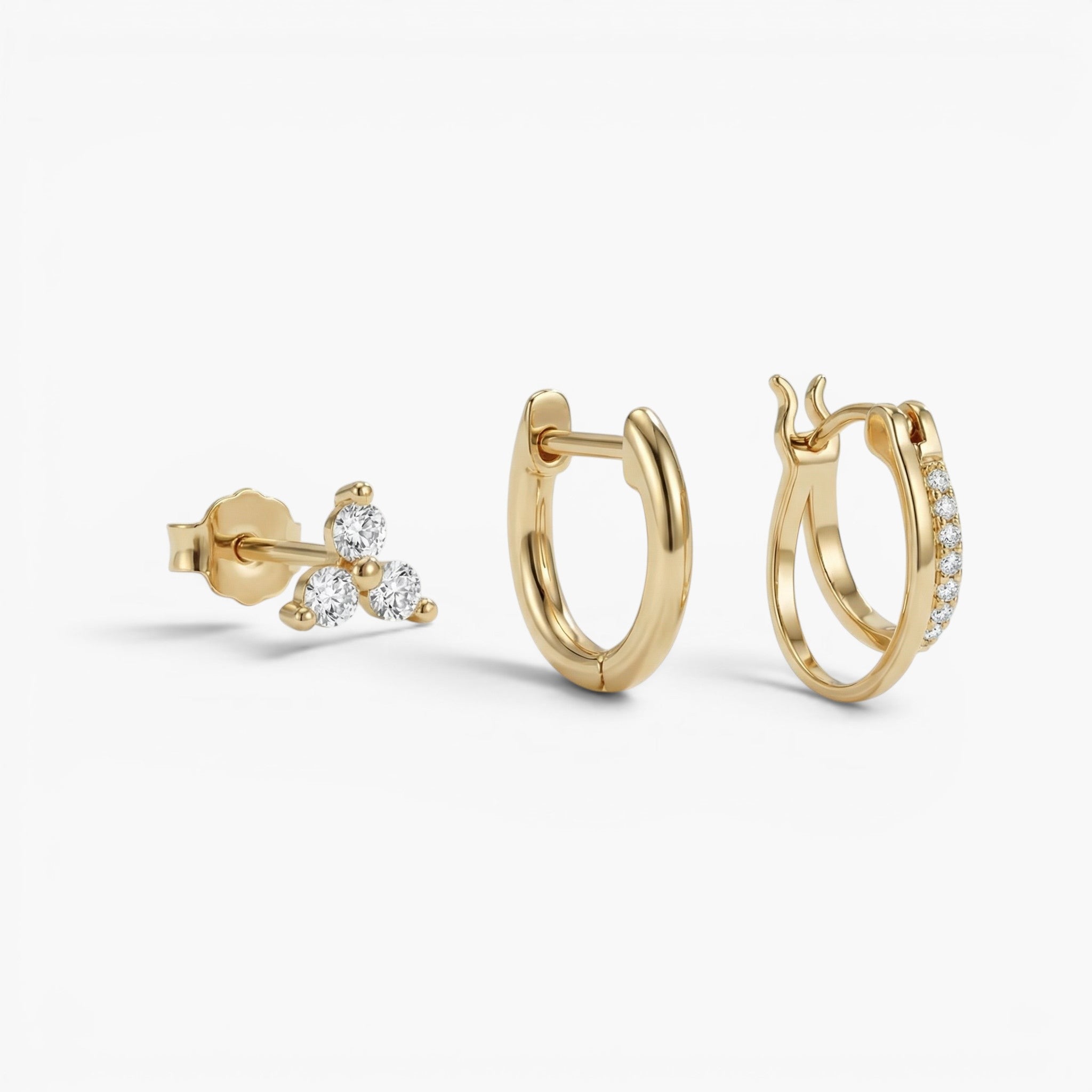 Petite Clover Double Hoop Earrings Stack Set