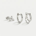 Petite Clover Double Hoop Earrings Stack Set