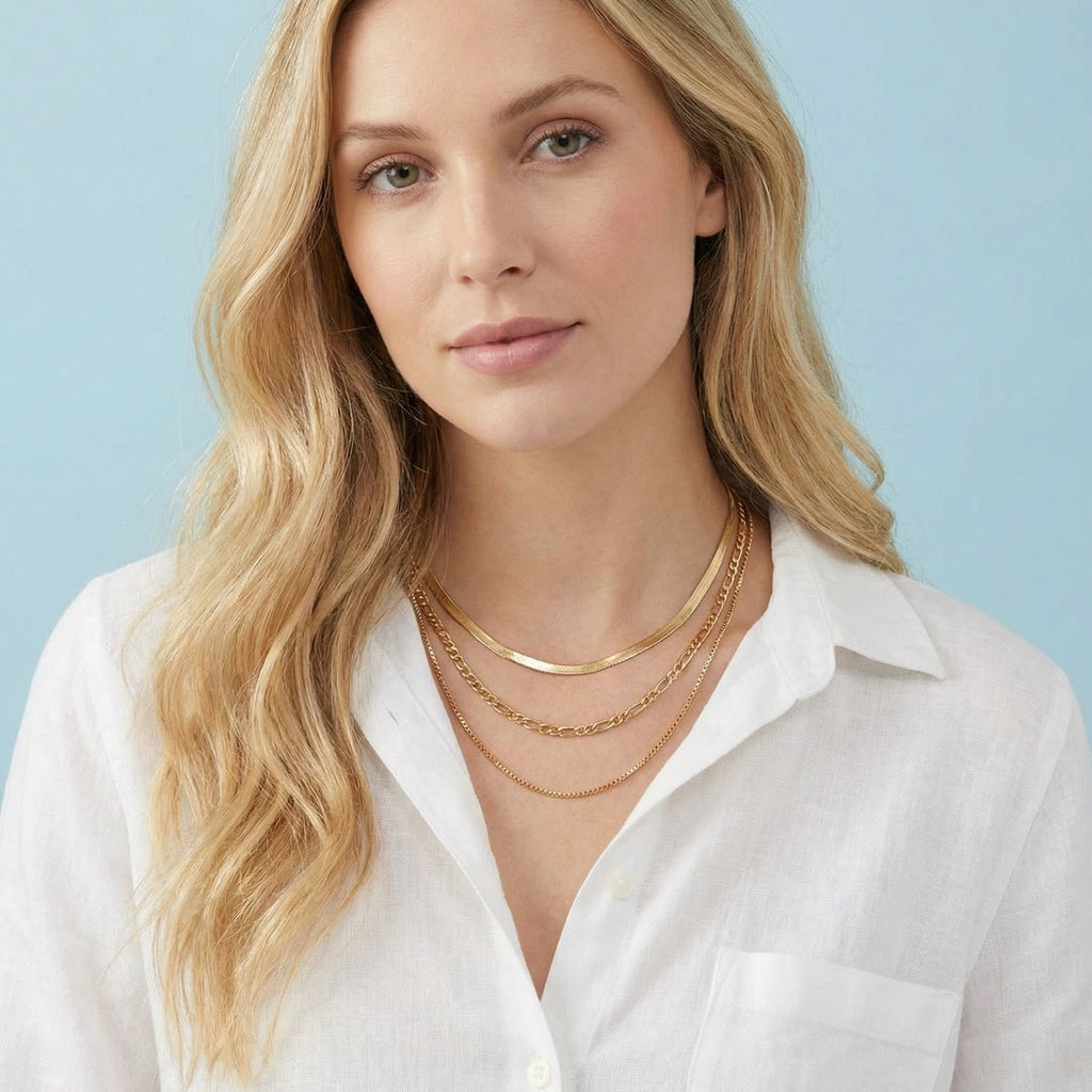 Bohemian Triple Layered Chain Necklace